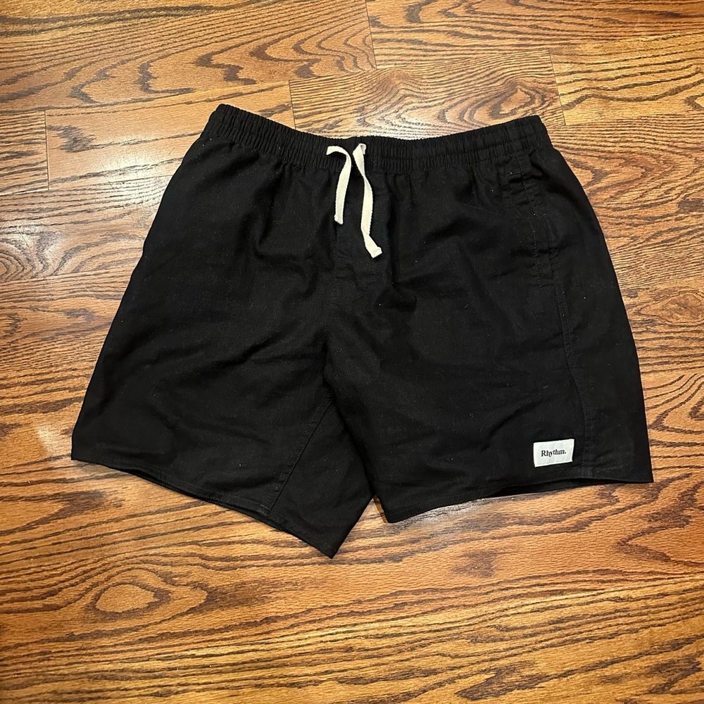 Rhythm Black Linen Casual Shorts